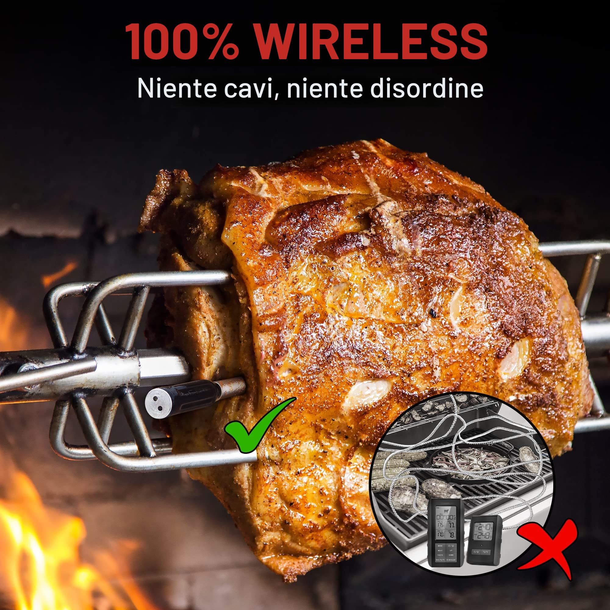 ThermoPro TempPro Termometro Bluetooth Fino a 150 M Cucina Barbecue Professionale Termometro Alimenti Carne Ricaricabile Termometri APP Compatibile con iPhone Android per Grigliare