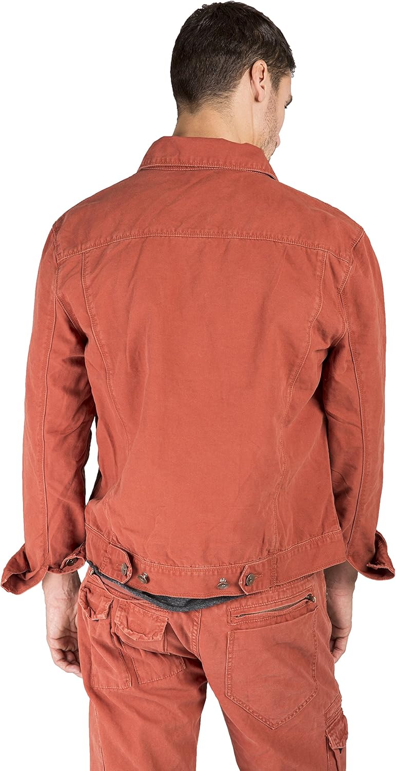 Level 7 Men's Cotton Canvas Garment Washed Trucker Jacket Rugged And Stylish