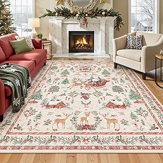 Lahome Christmas 8x10 Living Room Area Rug, Soft Christmas Tree Large Wa...