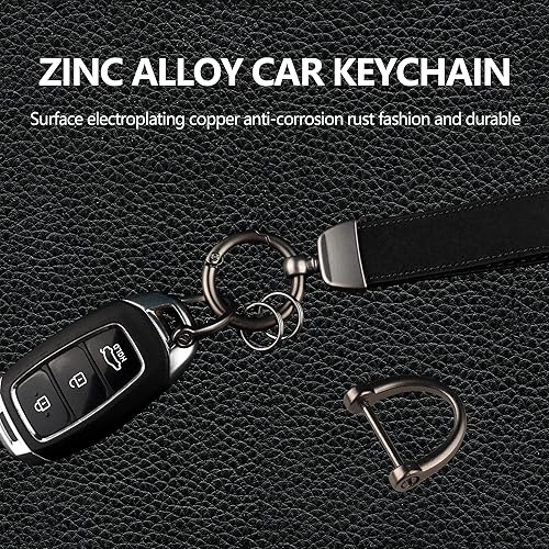 Miniatura 3 de Fehlot Llavero de gamuza para automóvil, con anillo en D antipérdida, dos llaveros y destornillador que gira 360 grados, soporte para llaves de