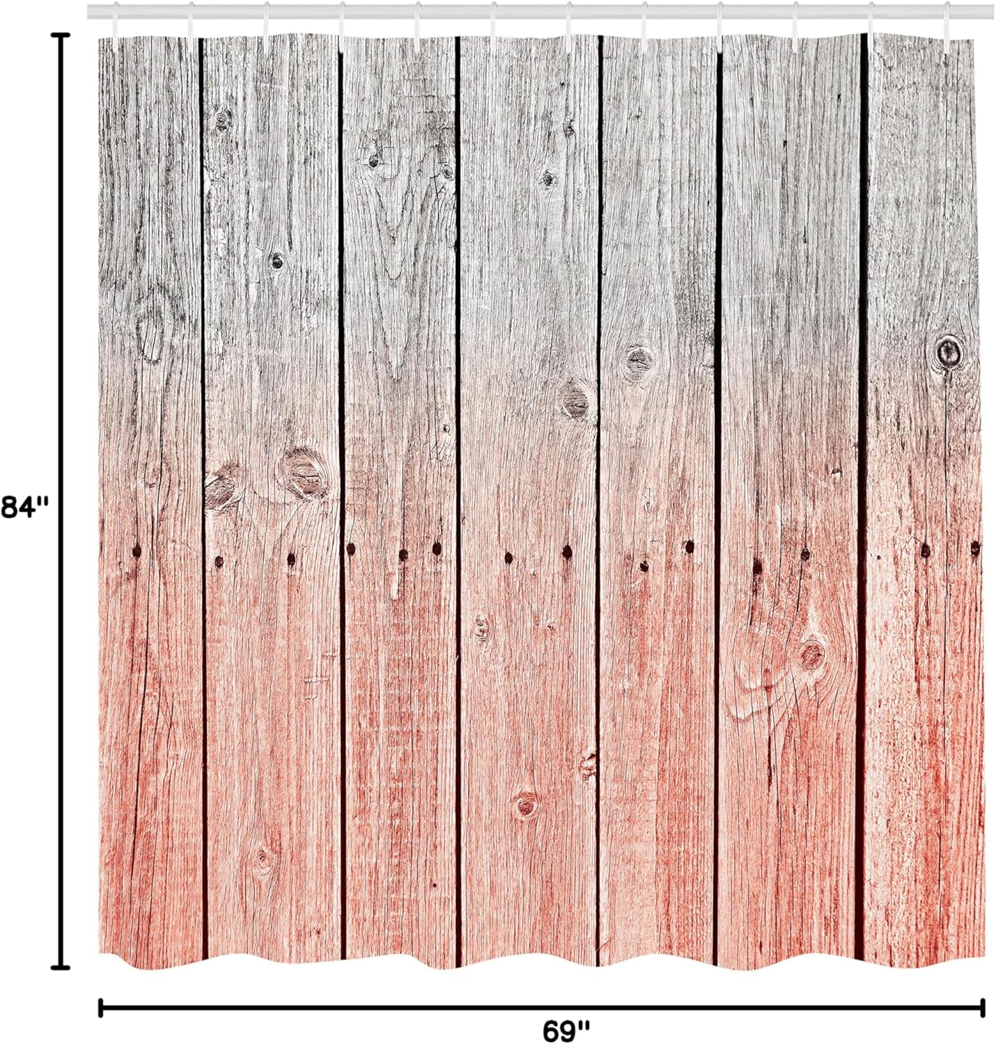 Ambesonne Rustic Shower Curtain, Wood Panels Background Digital Tones Effect Country House Art Image, Cloth Fabric Bathroom Decor Set with Hooks, 69" W x 84" L, Burnt Sienna