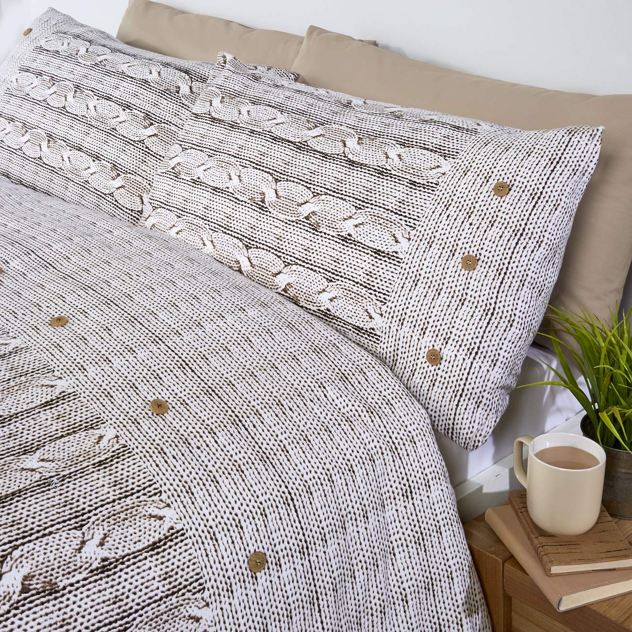 Rapport Renna Road Copripiumone Matrimoniale 100% Cotone Spazzolato - Set Con Federe - Argento, Super King (220x260 Cm)
