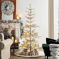 Vista 1 de Glitzhome Prelit Christmas Tree, 6ft Flocked Artificial Christmas Tree Serene Snowscape Fir with 300 Warm White Lights for Home, Office, Party
