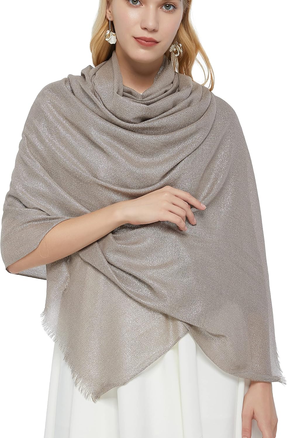 PANTONIGHT Women's Sparkling Metallic Evening Shawl Lightweight Wedding Shawl Extra Large Dressy Shawls and Wraps for Party