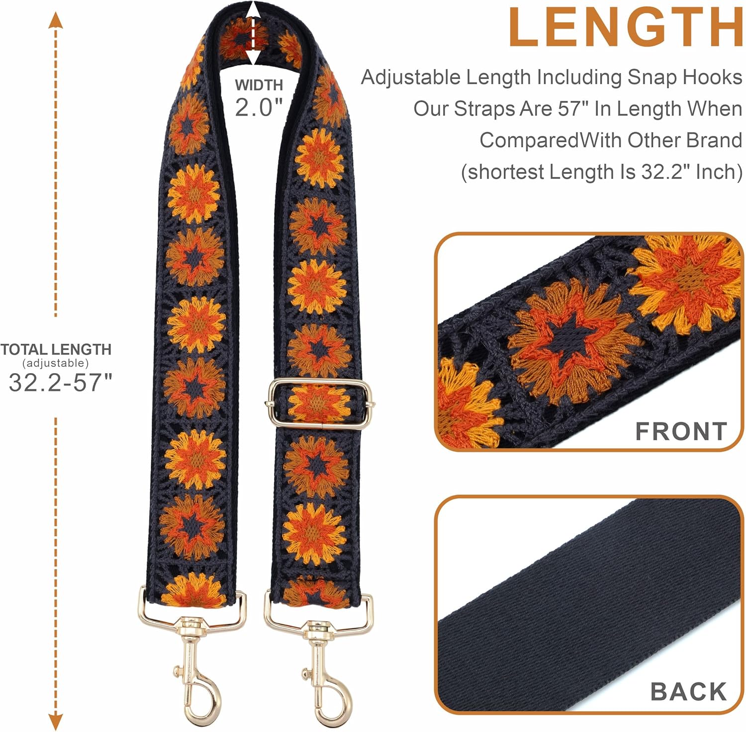 Nefelibata Purse Strap,2" Wide Purse Strap Adjustable Replacement,Multi-pattern Crossbody Handbag Strap - Image 7