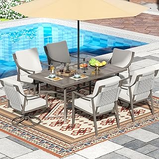 NATURAL EXPRESSIONS 7 Piece Patio Dining Table Outdoor Furniture Set for...