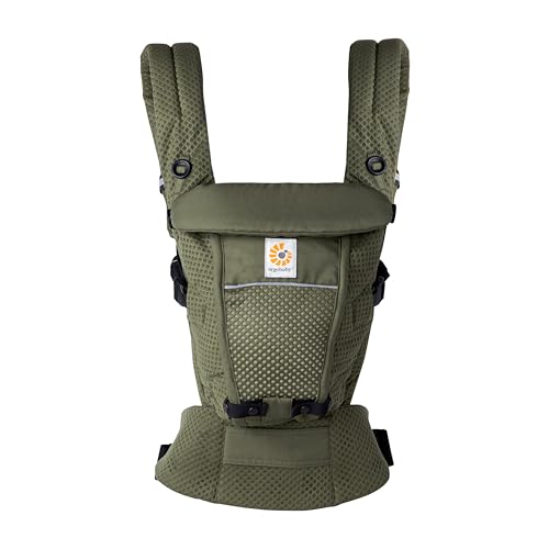 Ergobaby Mochila portabebé Adapt para recién nacidos, portabebé ergonómico de malla SoftFlex de 3 posiciones para transportar en el abdomen y en la espalda, Olive Green, BCASFMOLIVE