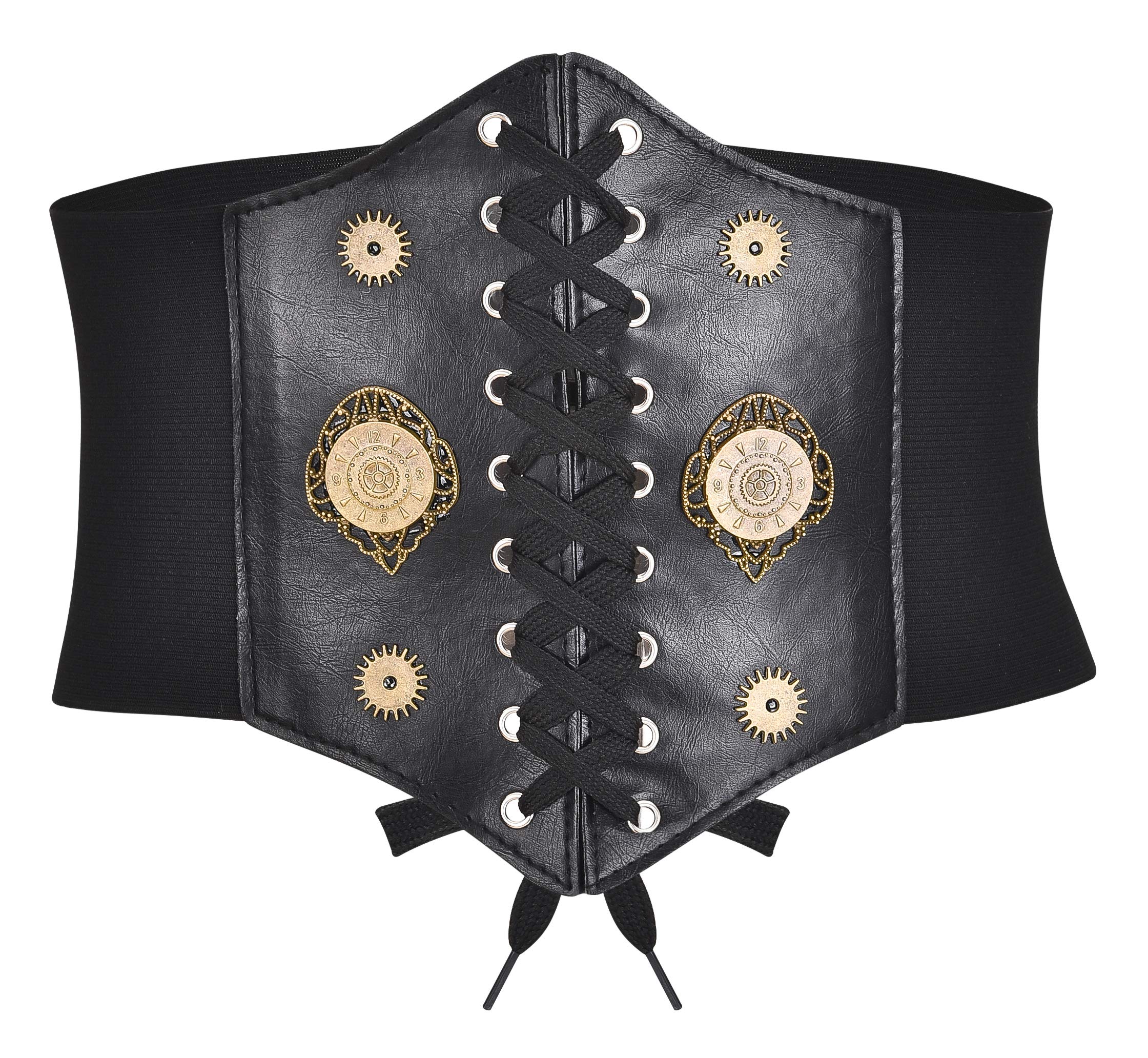 Womens Steampunk Faux Leather Waspie Belt Corset