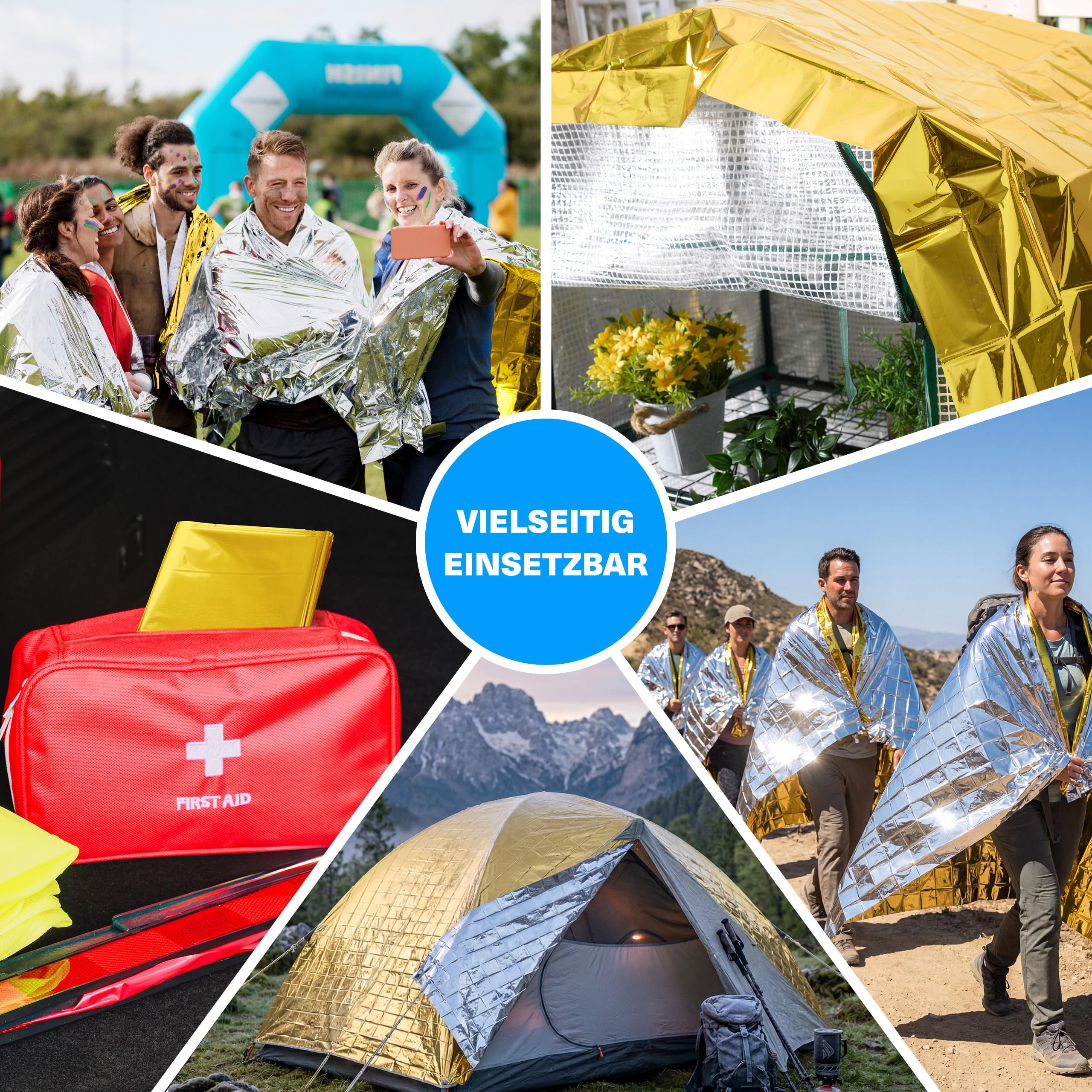 rettungsdecke zelt hitzeschutz Bramble 10 Stück Rettungsfolie Gold/Silber 210x160cm - Auto, Erste Hilfe, Camping, Survival Kit Ausstattungsvariante:GEAR ROCK Kootenay XL Sommer Edition inkl. Outdoor Daunendecke Camper KOBARAH-BLACK 42 roadbike_collection_product