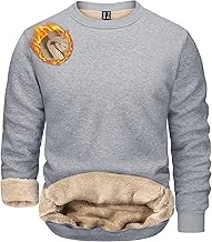 TACVASEN Men Crew Neck Sweatshirt Winter Pullover Warm Fleece Sherpa Sweatshirt Long Sleeve