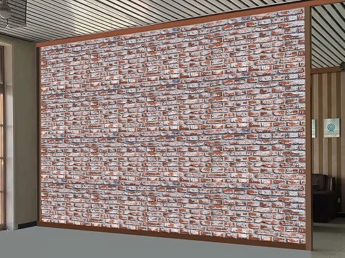 Miniatura 3 de Paneles de ladrillo sintético, paneles de pared 3D para interiores y exteriores, pared artificial (32 pies cuadradoscaja, rojo con blanco lavado)