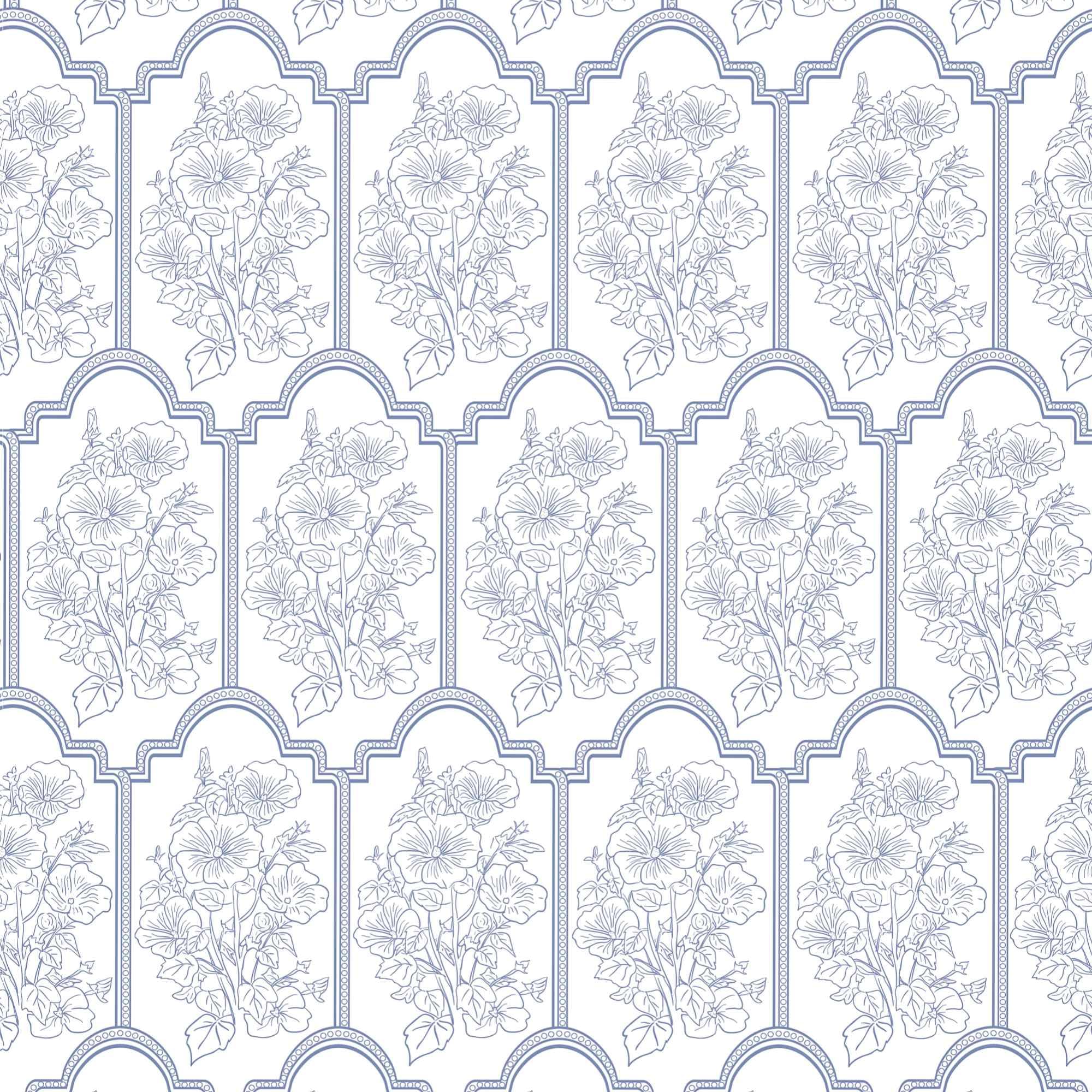 Papier peint floral bleu bohème amovible Abyssaly 44,5x1000 cm pour chambre