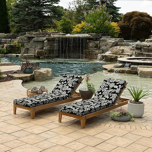 Miniatura 6 de Arden Selections ProFoam Essentials - Cojín para tumbona para exteriores, 72 x 21 pulgadas, color gris piedra Leala