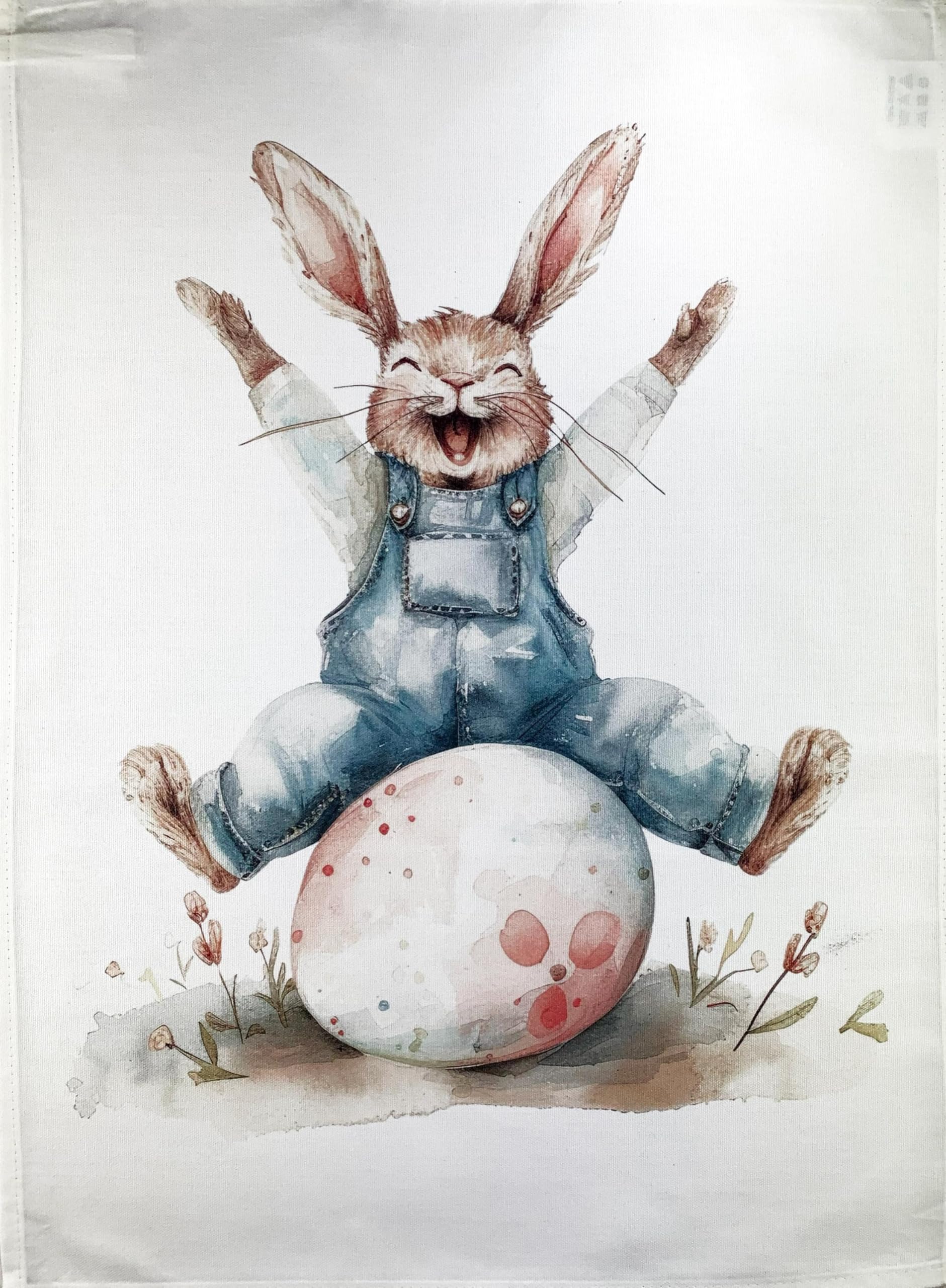 Half a Donkey The Happy Easter Bunny large cotton tea towel