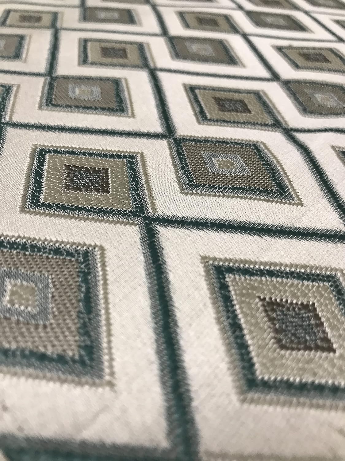 Luxurious Premium Jacquard Geometric Design Furnishing Fabric for Upholstery, Window Treatments, Craft - Width 54 inches - Fabric by The Yard (Sapphire Blue)