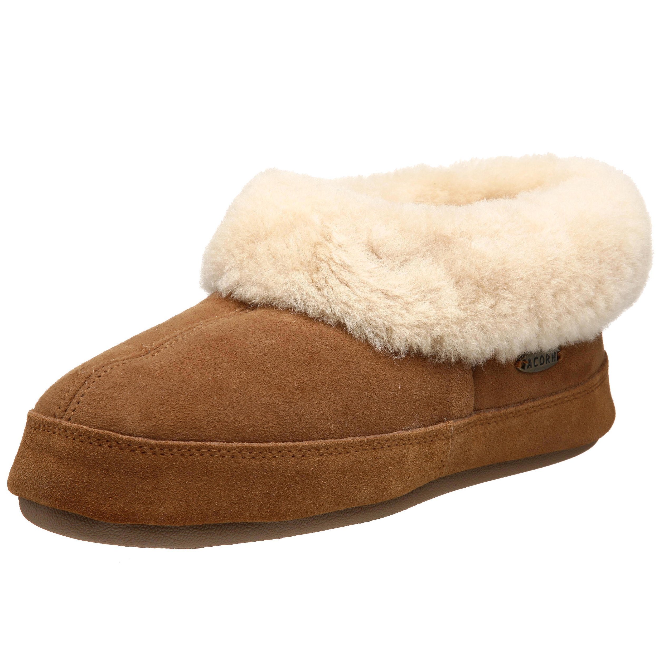 AcornWomen's Shearling Bootie for Women - Genuine Sheepskin, Memory Foam, Non-Slip, Durable - House Slippers with Indoor/Outdoor Sole