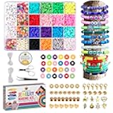 Desire Deluxe Bracelet Making Kit - Beads for Bracelets, Friendship Necklace with Charm Kit Elastic Strings - Jewelry Making Supplies for Halloween, Christmas, Birthday Gifts for Girls (6084pc)