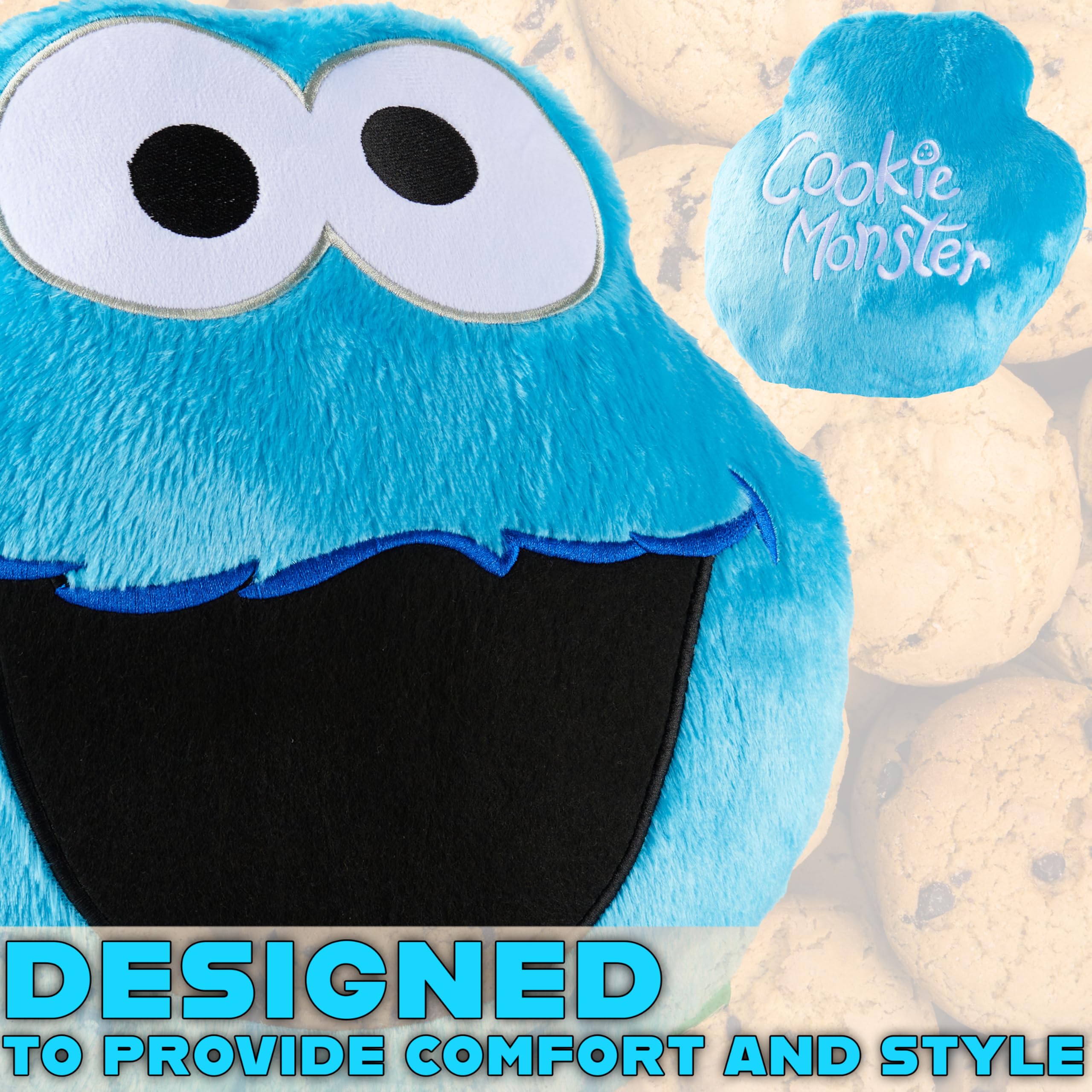 Get Trend Sesame Street Cookie Monster 3D Plush Cushion for Sofa & Bed, Cute Hugging & Cuddle Cushion for Kids & Toddlers - Image 3