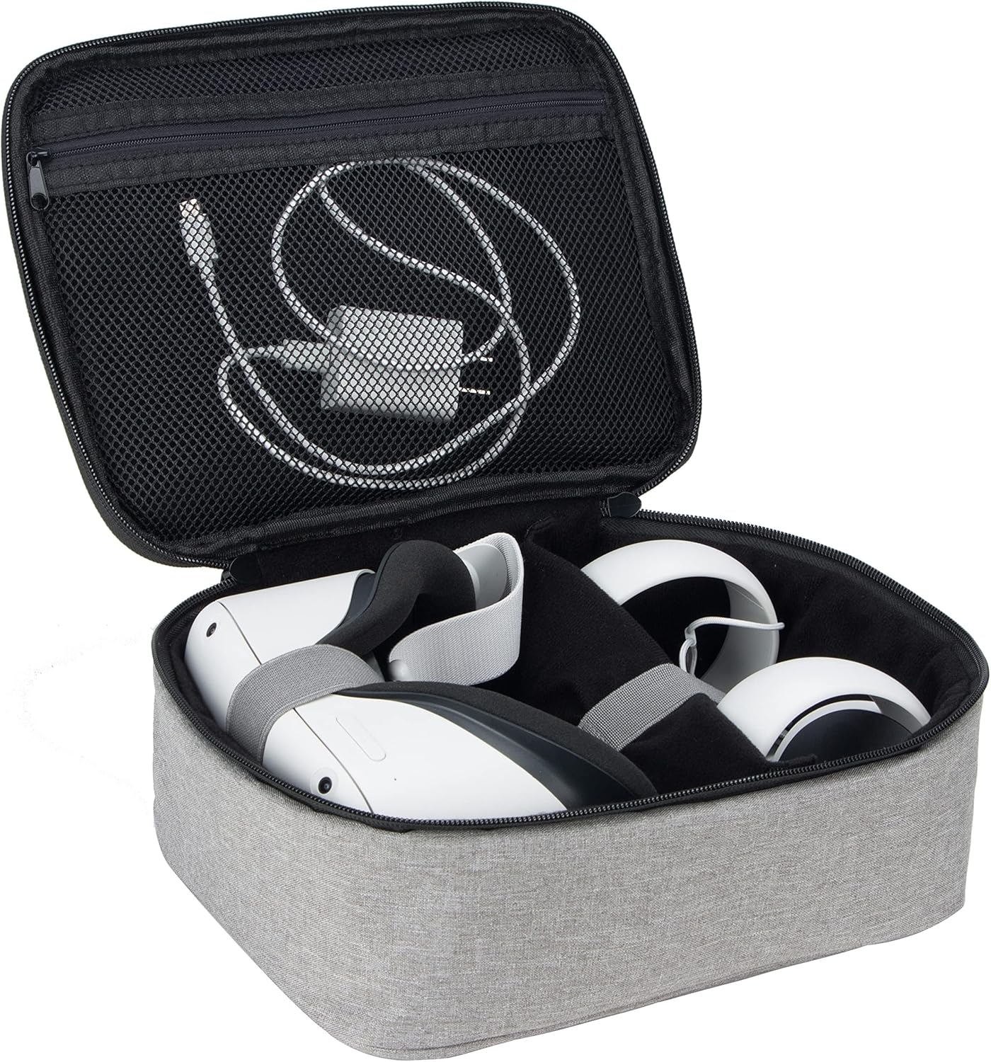 KISLANE Soft Carrying Case Compatible with Oculus Quest 2 VR, Carrying Case for Oculus Quest 2 Headset Fits for Travel, Home, Outdoor, Not Compatible with Elite Strap(Grey)