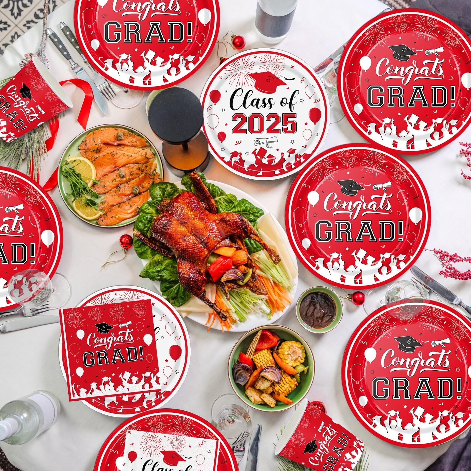 Snapklik.com : Graduation Party Plates Napkins Class Of 2025 Red ...
