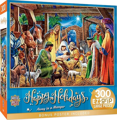 Miniatura 1 de MasterPieces Rompecabezas de Navidad EZ Grip de 300 piezas, para visitantes de vacaciones, 18 x 24 pulgadas