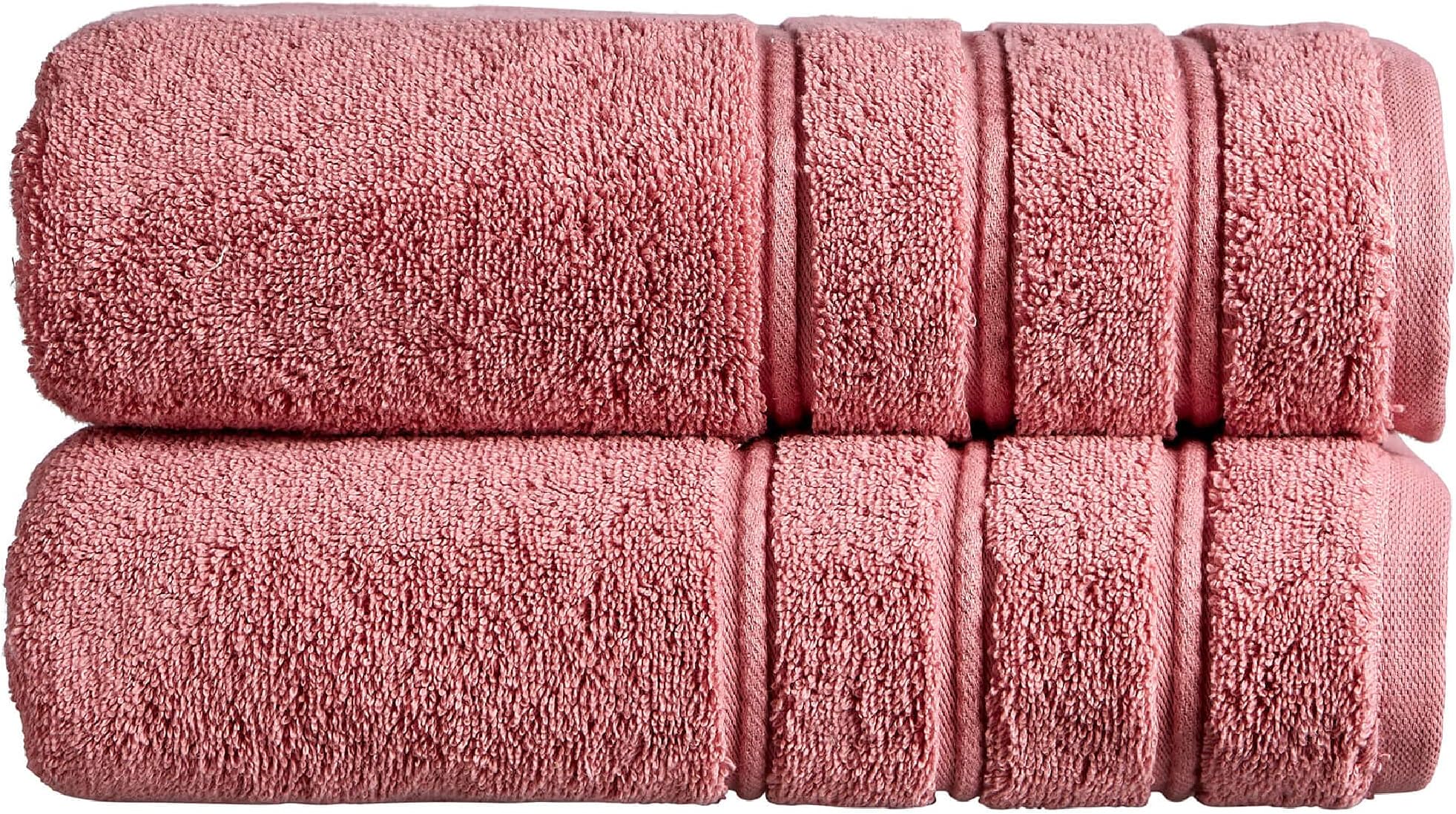 Christy Antalya Large Bath Towels | Set of 2 | 100% Turkish Cotton | 600GSM | Soft Plush Luxury Towel Set | 70cm x 125cm | Quick Dry | Rose Pink