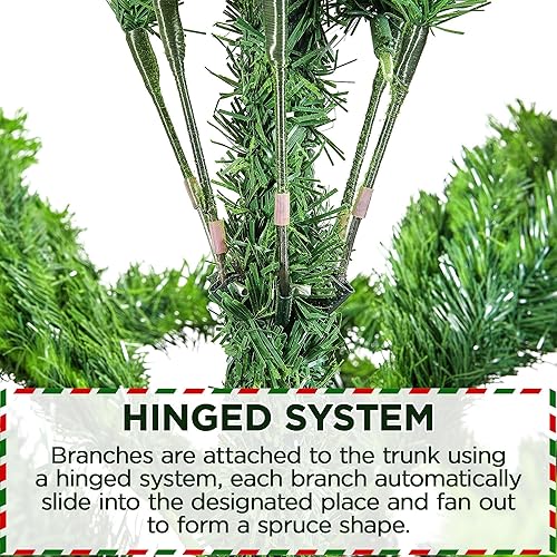 Miniatura 7 de Yaheetech Árbol de Navidad artificial preiluminado de 7.5 pies con luces blancas cálidas incandescentes, árbol de Navidad preiluminado con 1284