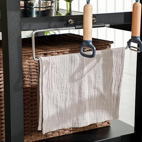 Miniatura 9 de Carrito de parrilla de tres estantes para exteriores con mesa de acero inoxidable, mango lateral, soporte multifuncional para horno de pizza de 32 x