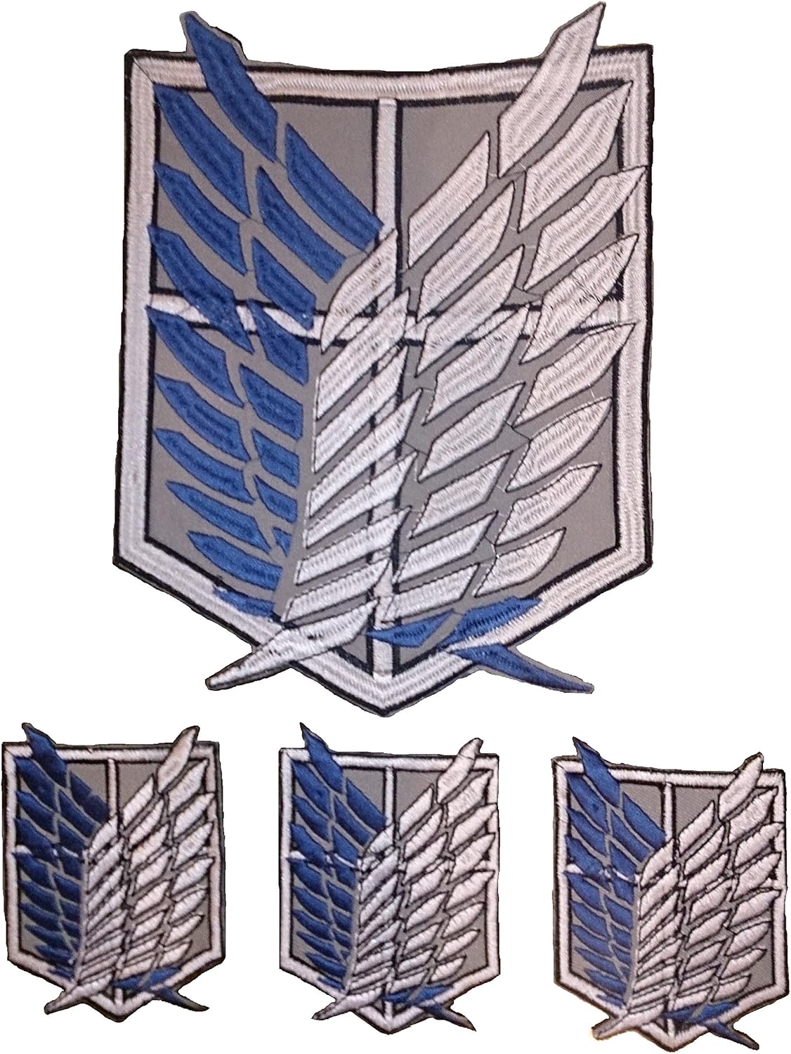 Amazon 進撃の巨人 刺繍ワッペン大小４枚 大１枚 小３枚 セット 調査兵団 紋章 自由の翼 エンブレム コスプレ衣装 アイロン接着可 コスプレ 仮装 通販