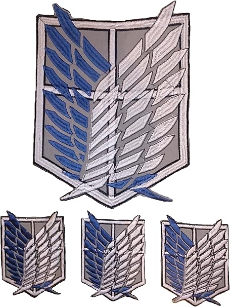 Amazon Co Jp 進撃の巨人 刺繍ワッペン大小４枚 大１枚 小３枚 セット 調査兵団 紋章 自由の翼 エンブレム コスプレ衣装 アイロン接着可 ホビー