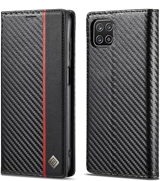 Ultra-Thin Case For Sumsung Galaxy A22 5G,Luxury Carbon Fiber Texture PU Leather+TPU Hybrid Case,Full Protection Shockproof Flip Cover [Fingerprint Prevention][Camera&Screen Protection]Vertical