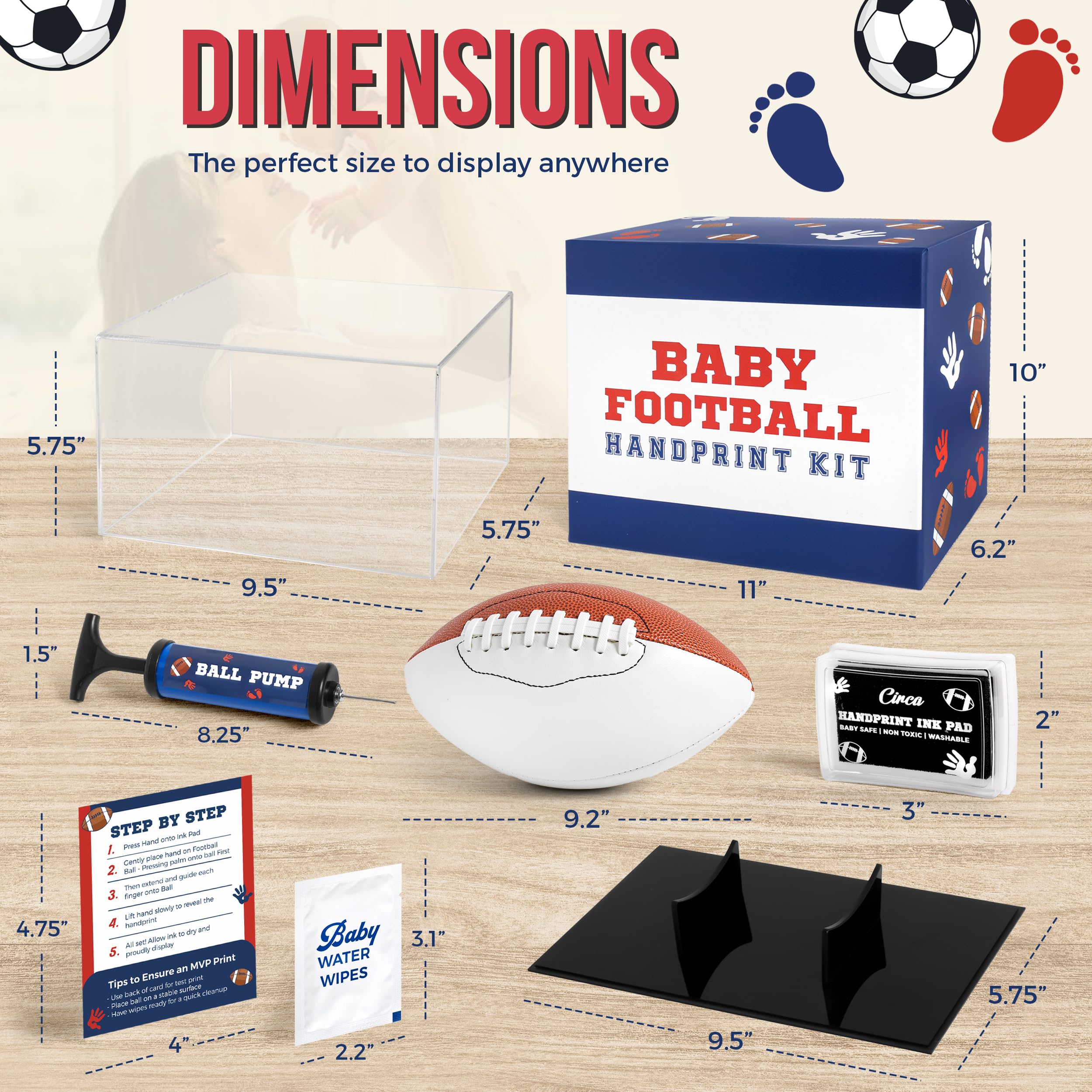 Circa Print Kit de huellas de manos de fútbol para bebé, almohadilla de tinta para manos y pies de bebé, recuerdo único de bebé para padres, regalo de baby shower para nuevas mamás, regalos para
