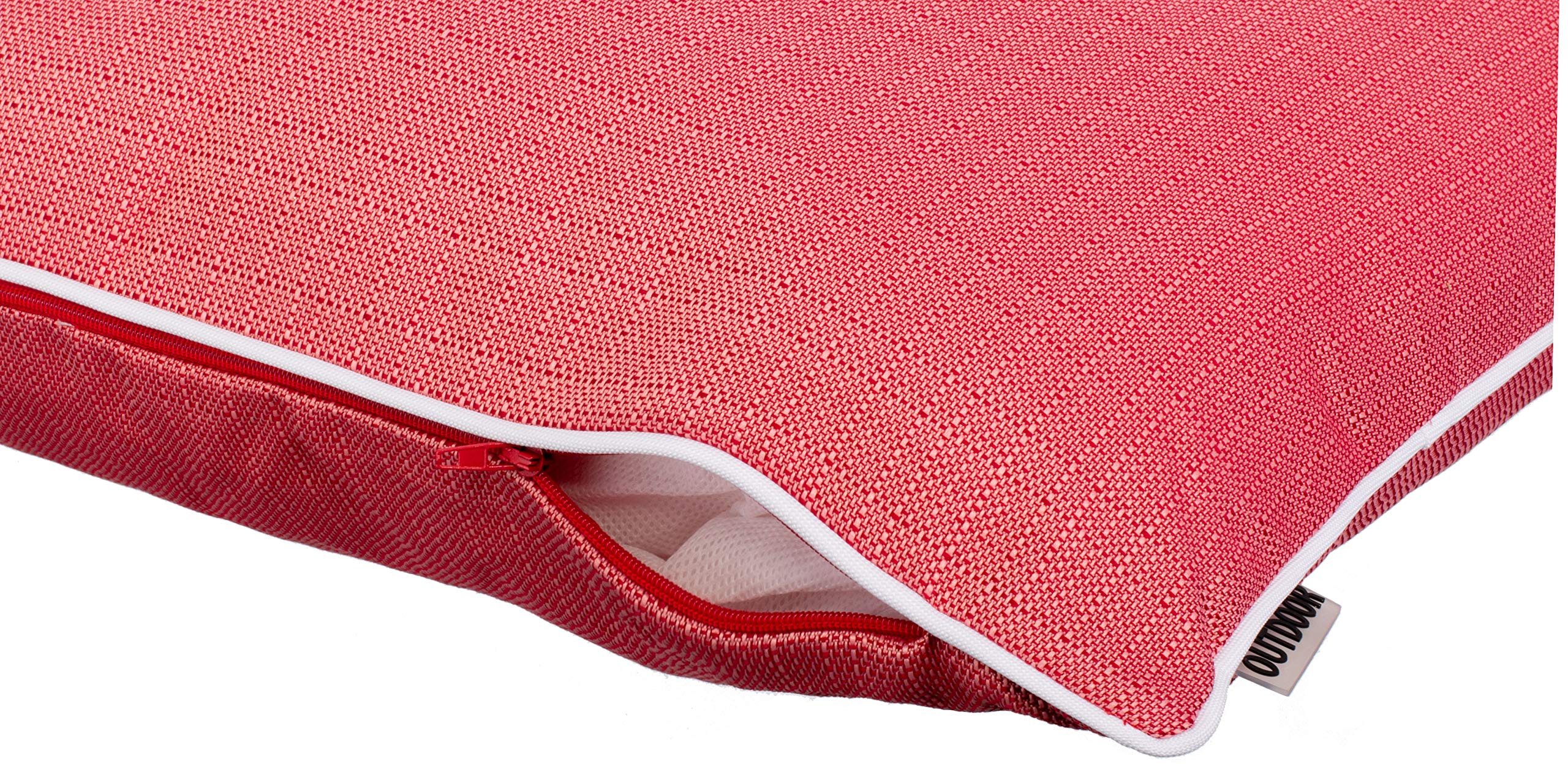 Juego de 2 Cojines de exterior Brandsseller 45x45 cm – Cojines decorativos impermeables con Ribete en tejido de Lino – Resistentes a la intemperie para Jardín, Sofá, Balcón y Terraza - Rojo