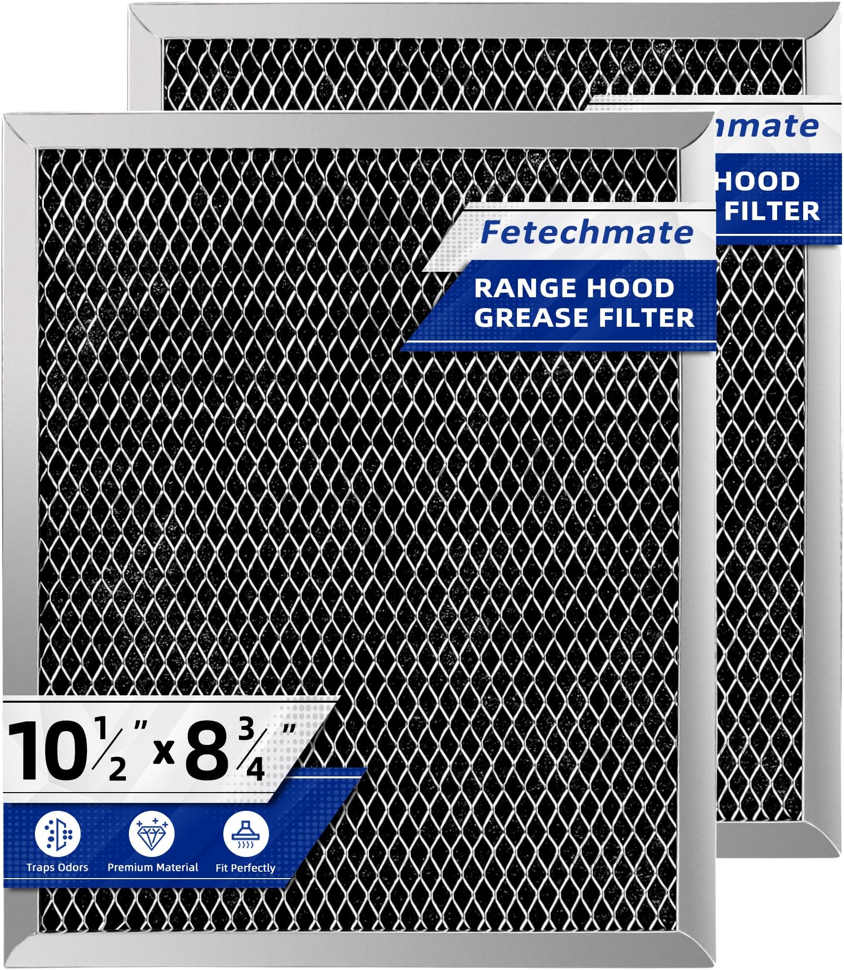 97007696 41F Grease Filter fit for B-roan Nu-tone Range Hood 8-3/4" x 10-1/2" Aluminum Mesh Charcoal Filter Compatible with Most Brand Stove Vents -2 PACKS
