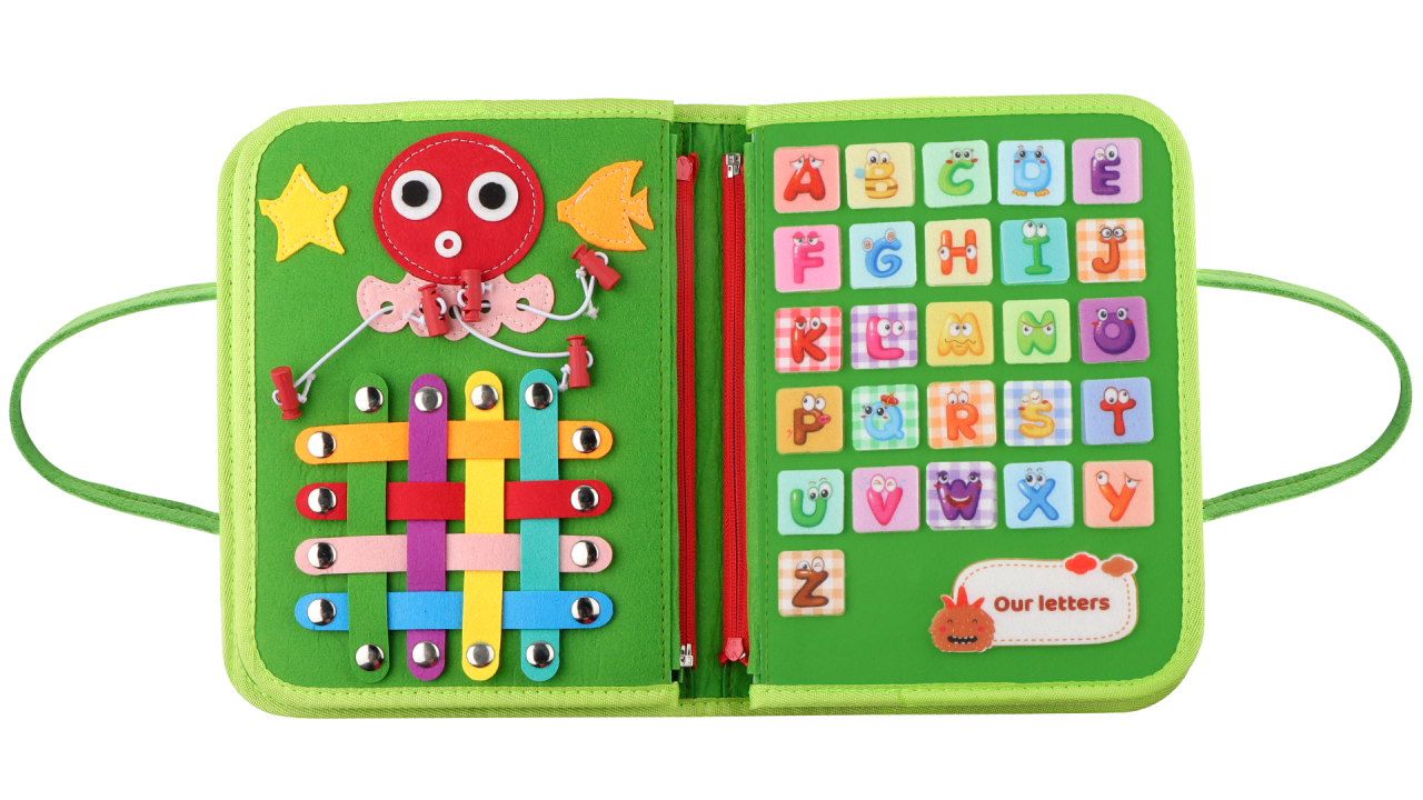 JTgugu Busy Board Montessori – Livre En Feutrine Sensoriel, Activités Motrices, Voyage, Cadeau Filles Garçons 1-6 Ans
