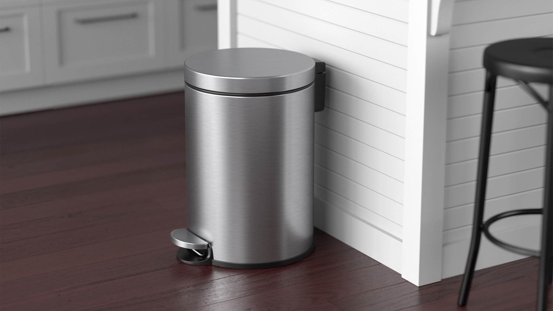 Image of iTouchless SoftStep 3.2 Gallon Small Round Bathroom Trash Can with Removable Inner Bucket and AbsorbX Odor Filter, Stainless Steel, 12 Liter Step Pedal Garbage Bin for Bedroom, Office Cubicle