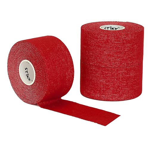 STIKK Paquete de 3 cintas atléticas rojas – 1.5 pulgadas x 15 yardas – Cinta atlética para estabilizar y apoyar músculos y articulaciones –