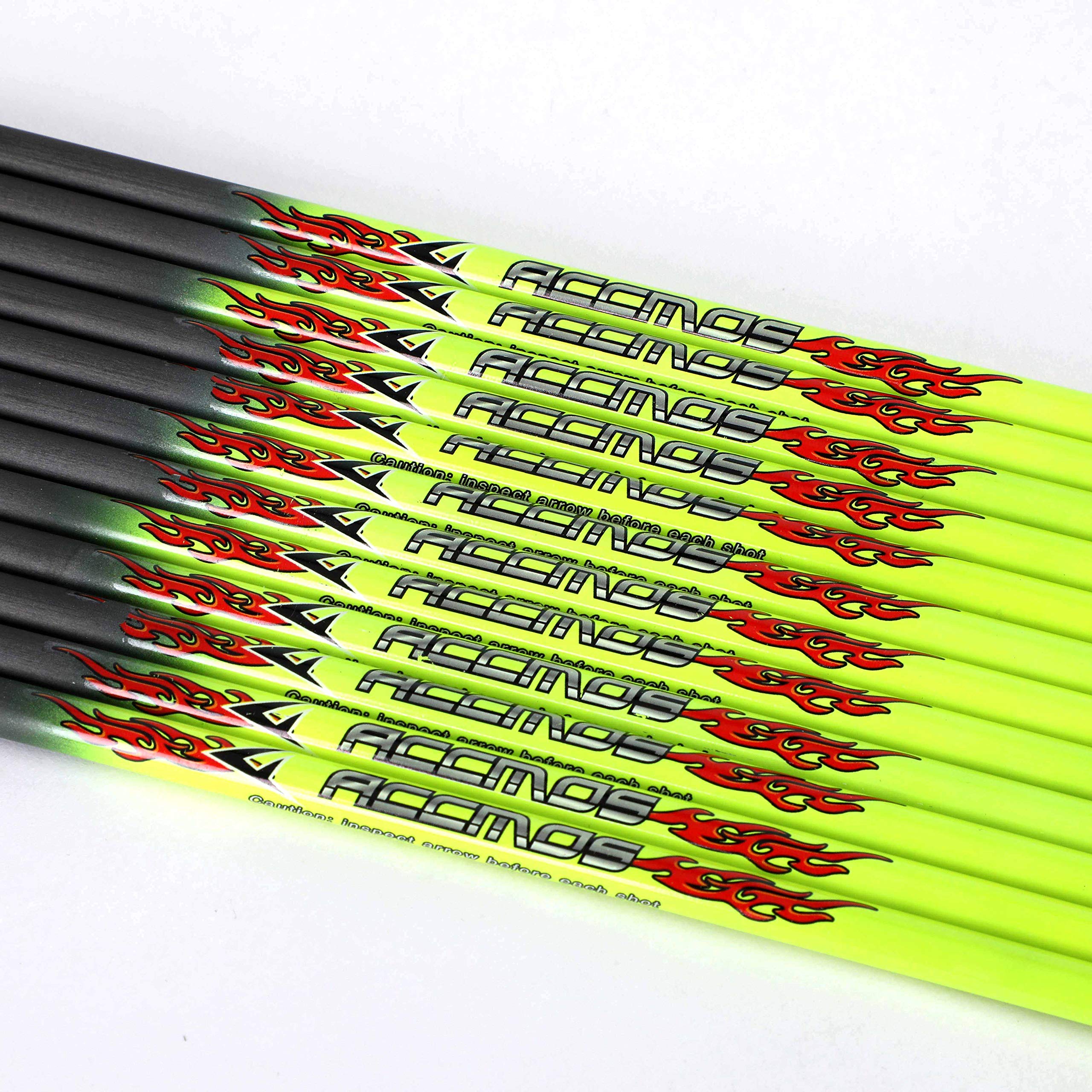 ACCMOS12pc ID 6.2mm .244" Custom Length 22-32 Inch Carbon Arrow Shafts Spine 300 340 400 500 600 DIY Target Practice & Hunting Arrow Shaft for Recurve Bow Compound Bow Adult Youth Shooting