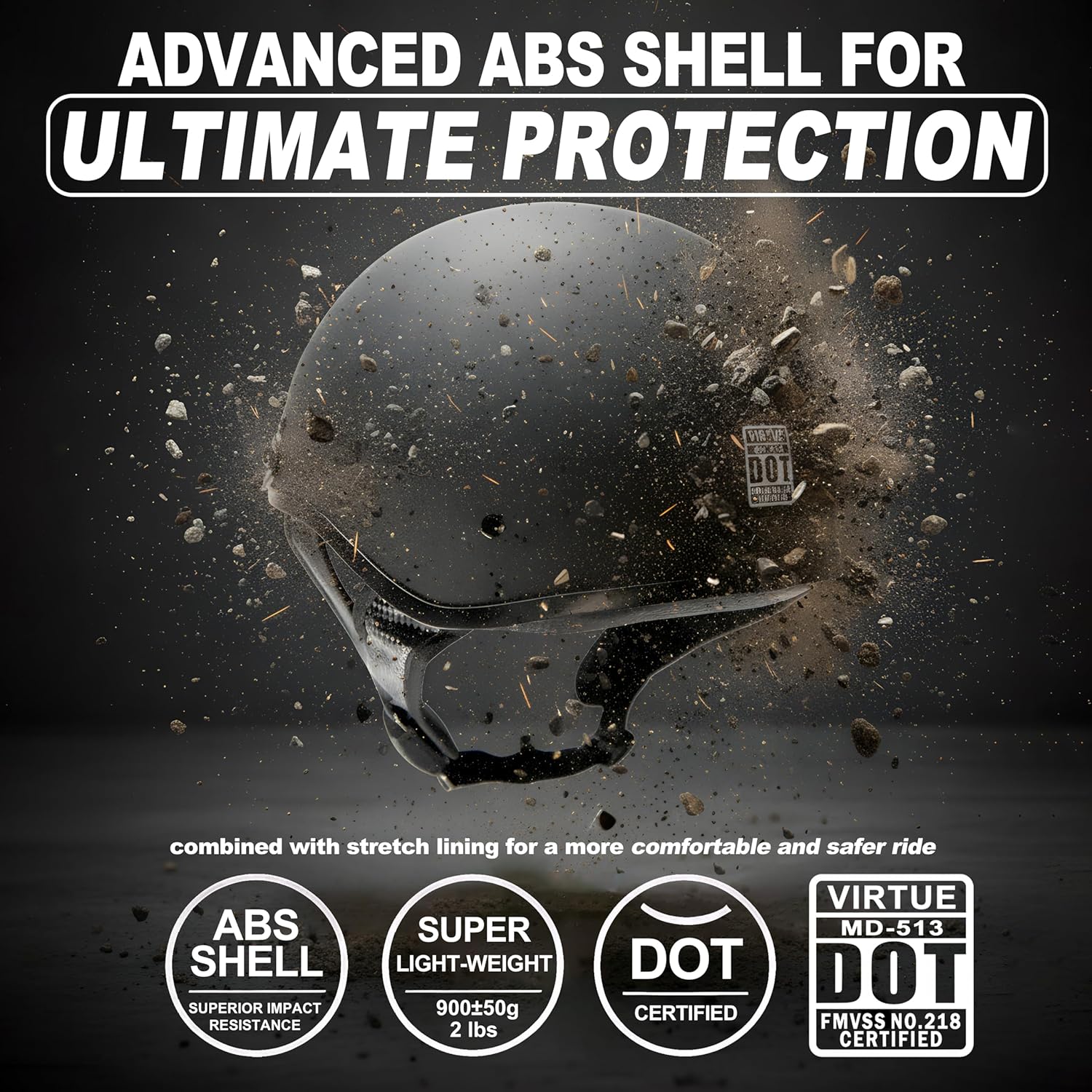 Half Helmet Motorcycle Helmets Open Face Dot Approved Helmets for Men Women Biker Scooter (Matt Black)