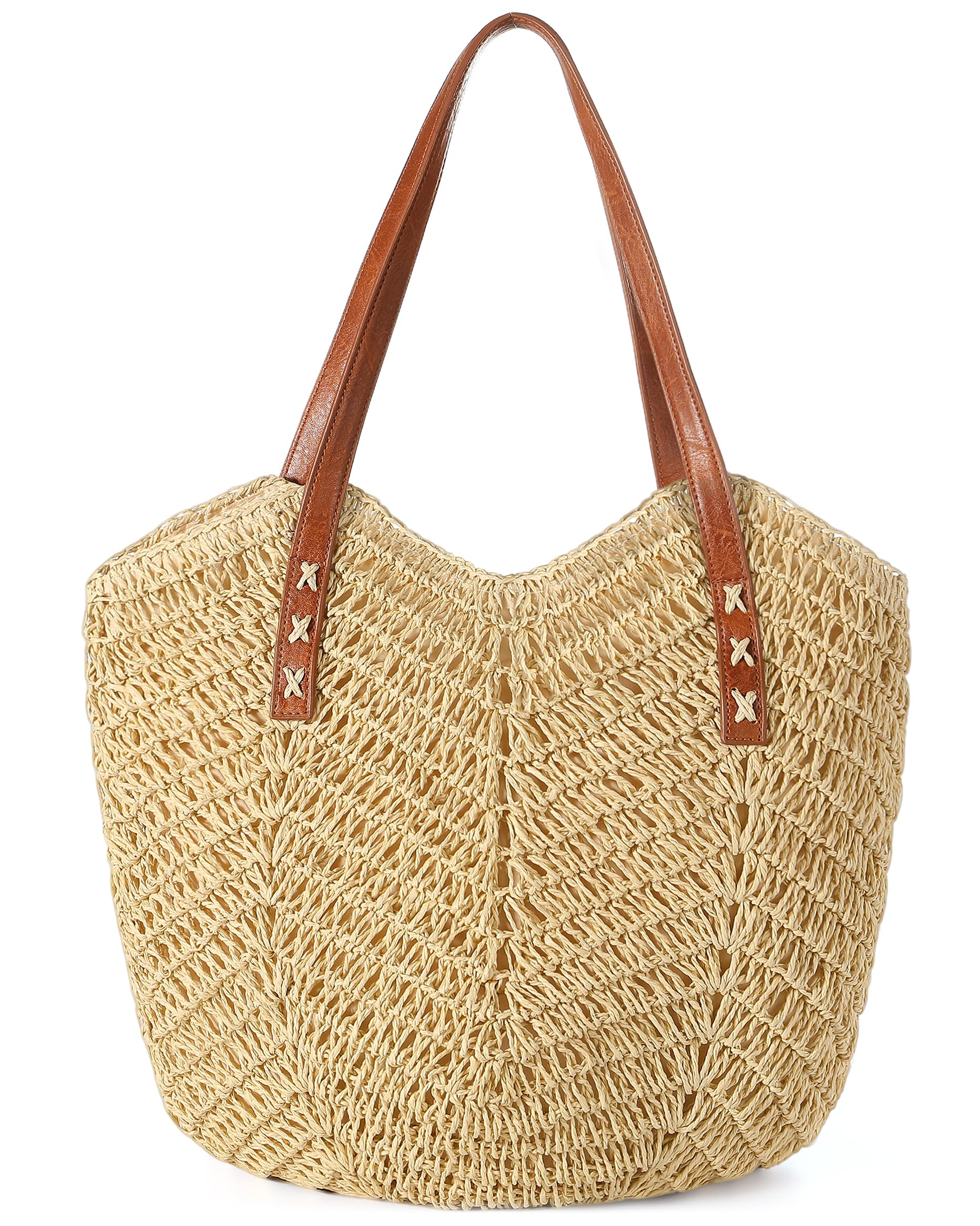 Straw Bag - Beach Bags for Women with Zipper