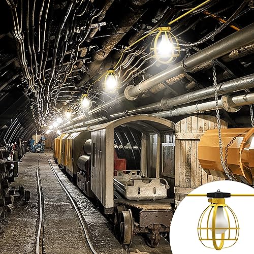 Miniatura 7 de LEDIARY Cadena de luces de construcción de 50 pies, 5 bombillas de 50 W, 5250 lúmenes, luces de trabajo con 5 enchufes de base media, luces de