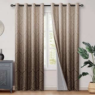 DWCN Ombre Blackout Curtains for Bedroom 52 x 84 inch, Full Blackout Brown