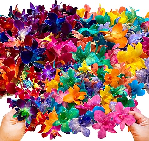 Miniatura 38 de Miami Fresh Orchid Flower OrchidClub USA Sunne Tropical Loose Bloom DIY Lei Food Drink Decoración (50 morado)