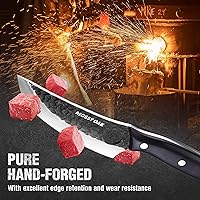 Vista 4 de Mossy Oak Chef Knife, Kitchen Knife for Boning, Cutting, and Chopping, Hand Forged Viking Knife Full Tang Handle with Genuine Leather Sheath, Meat