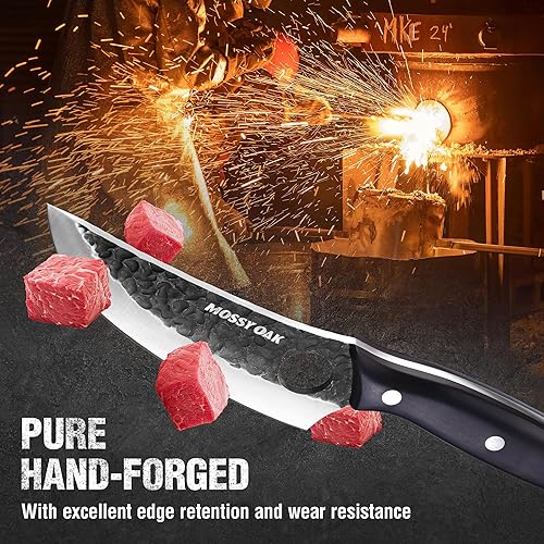 Miniatura 5 de Mossy Oak Cuchillo de chef, cuchillo de cocina para deshuesar, cortar y cortar, cuchillo forjado a mano con mango de espiga completa con funda de