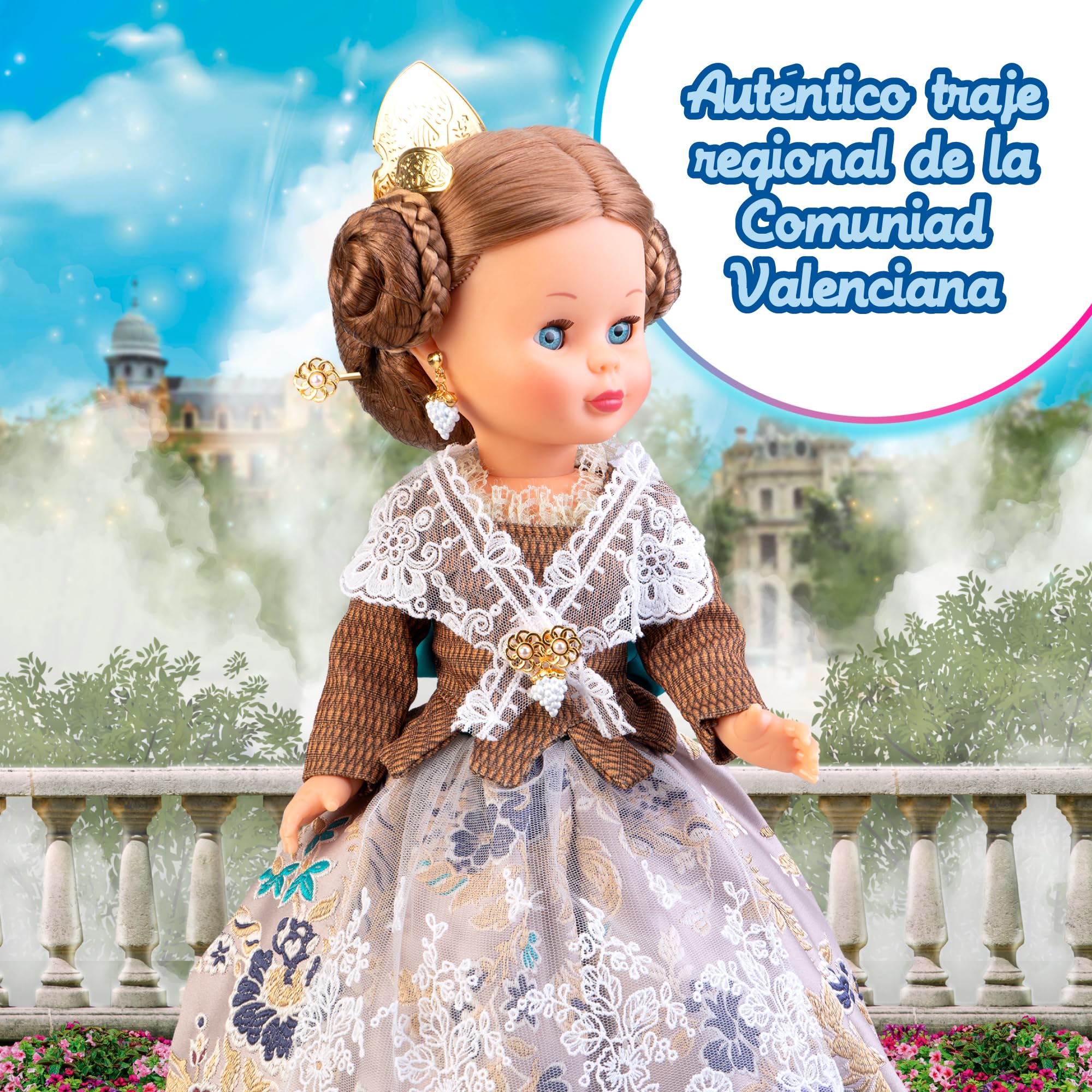 Nancy Collezione Fallera Edizione 2025, Bambola 42 cm, con Autentico Costume Regionale della Comunità Valenciana, Design e Accessori realizzati in Onore dei Fallas, Certificato Ufficiale, Famoso