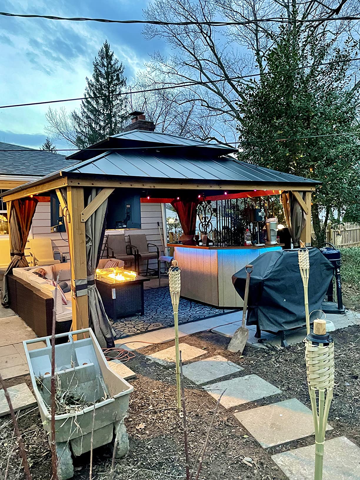 $116/mo - Finance Sunjoy 12 x 20 ft. Wood Gazebo, Outdoor Patio