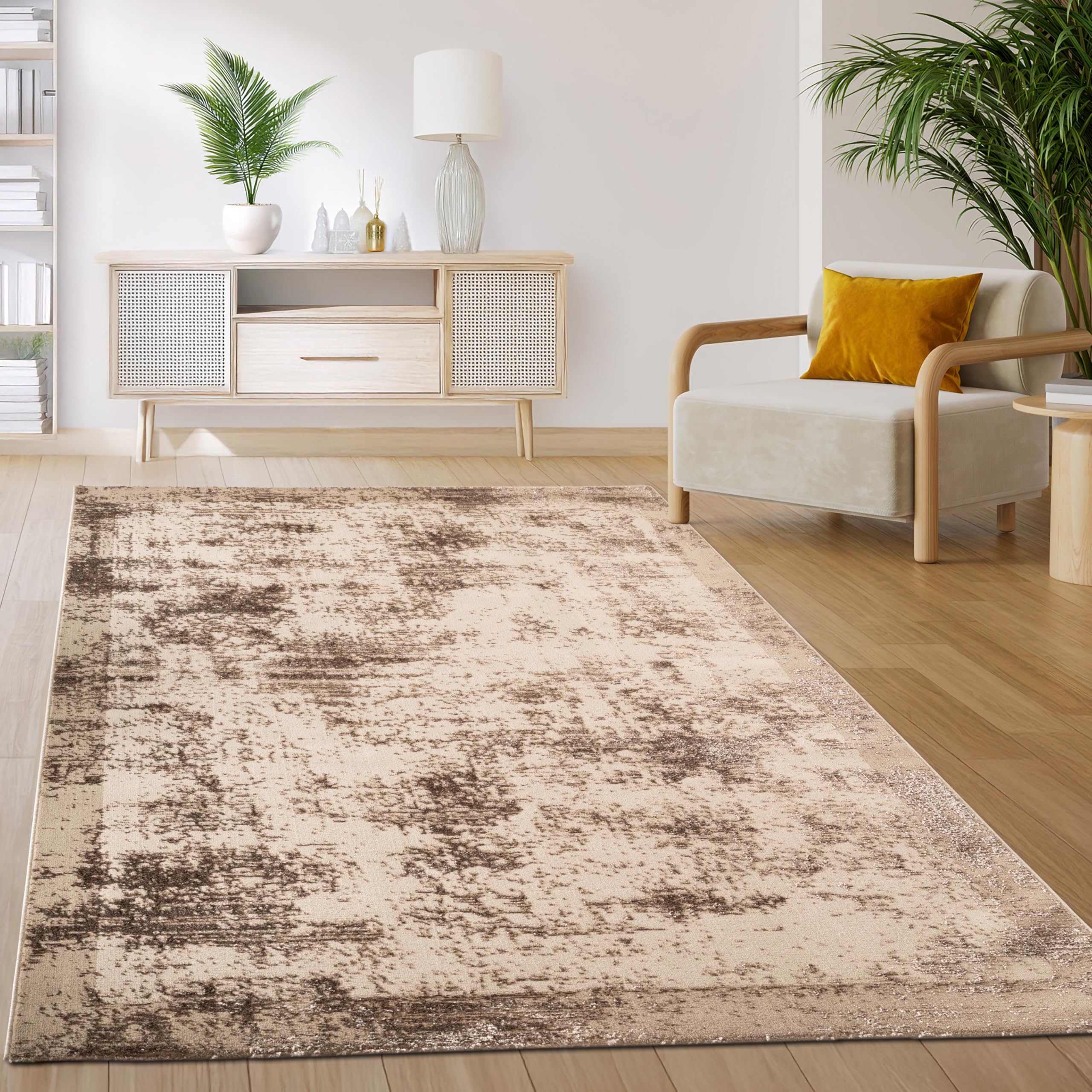 Paco Home Teppich Wohnzimmer Schlafzimmer Kurzflor Vintage Orientalisch Abstraktes Muster Modern beige, Grösse:160x220 cm