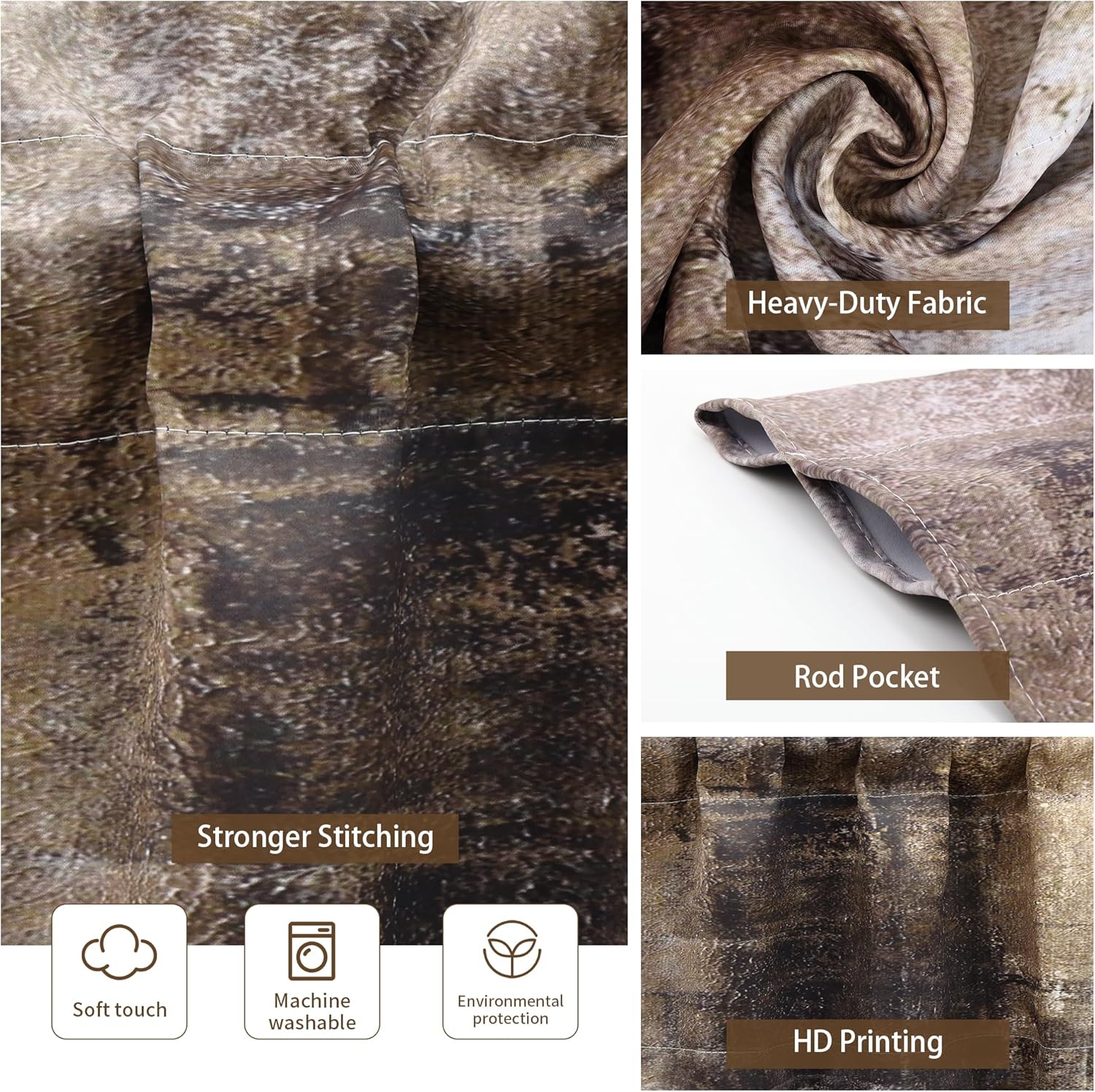 Abstract Art 2 Pack Valance for Windows - Wrinkle Resistant Blackout Valances, Heavyweight Fabric (52x18 Inch, Brown) - Image 7