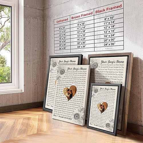 Vista 42 de H-DEWALL Letras de canciones personalizadas con marco, arte de pared musical personalizado para él, decoración sentimental y regalo inspirador